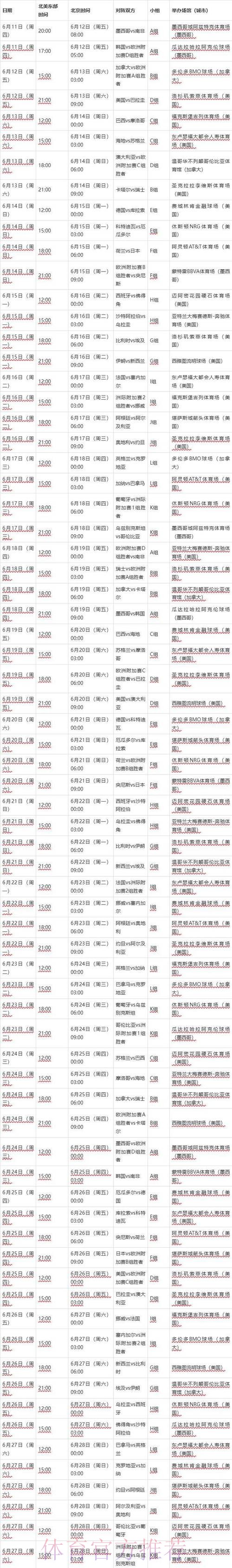 2026世界杯比赛时间中国时间比赛时间表实时查看